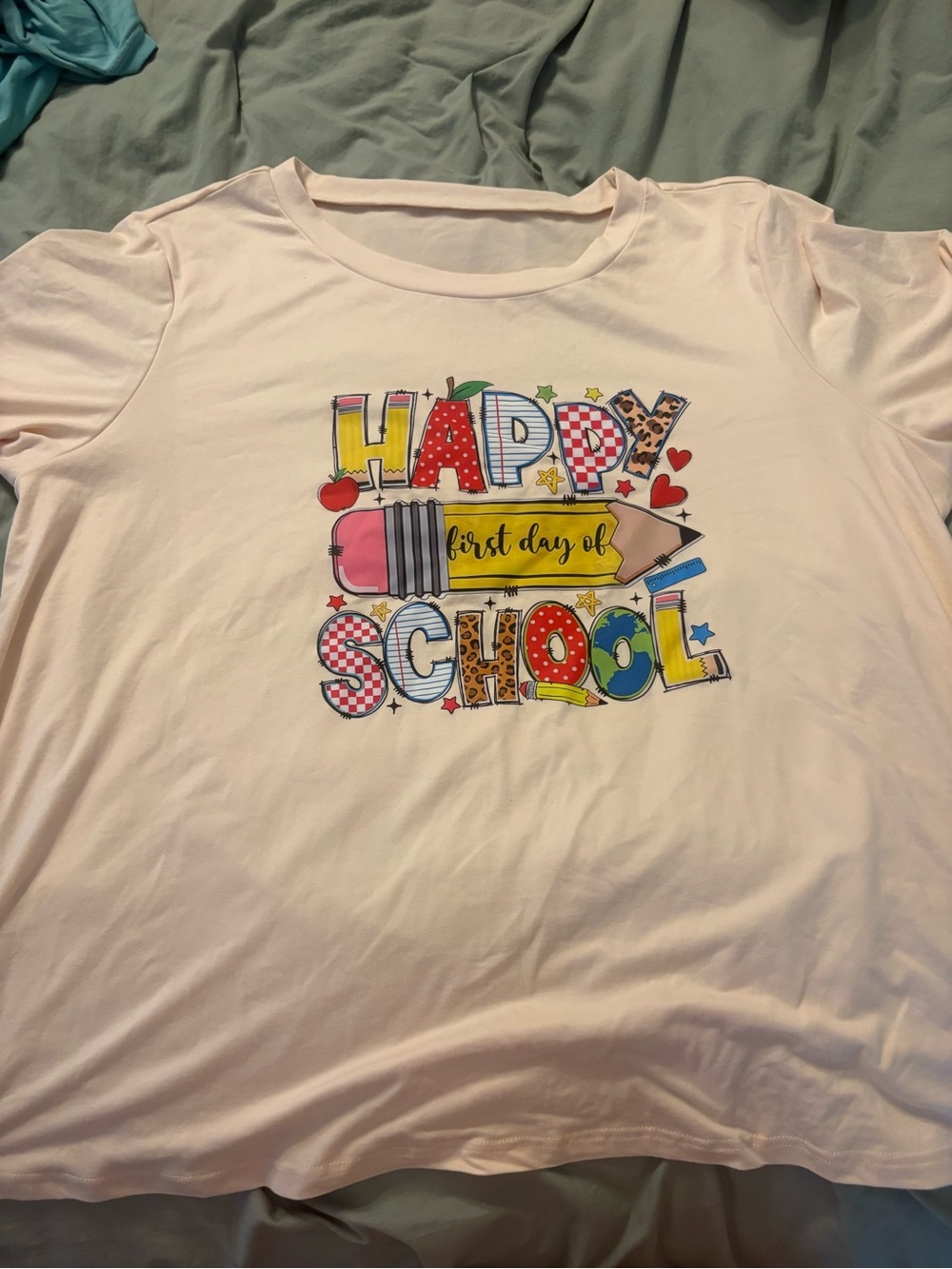 Women’s Plus 3XL "Happy First Day of School" Graphic Tee - White- SHEIN